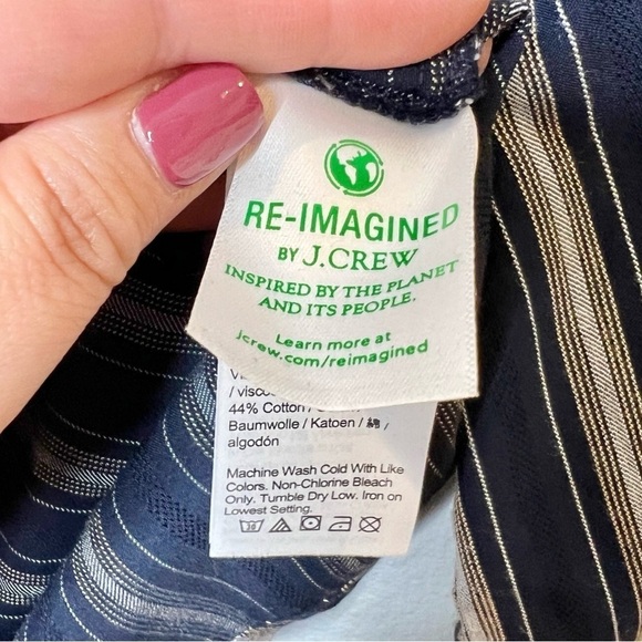 J. Crew Navy Striped Women’s Wrap Front Light Weight Jacket Sz 2x - Picture 7 of 10